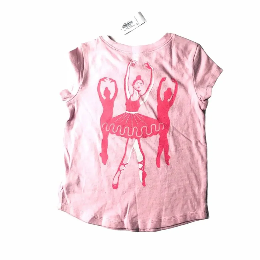 Old Navy Baby Pink Dance Graphic Short Sleeve Tee 2T